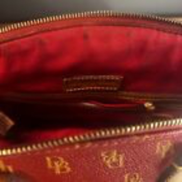Dooney & Bourke Greta Satchel Handbag Red and Tan Large Purse Used - Picture 14 of 15